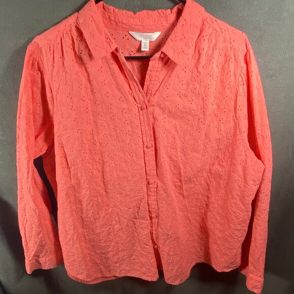 LC Lauren Conrad Tops - LC women top 2x eyelet lace cottagecore boho spring feminine floral coral pink